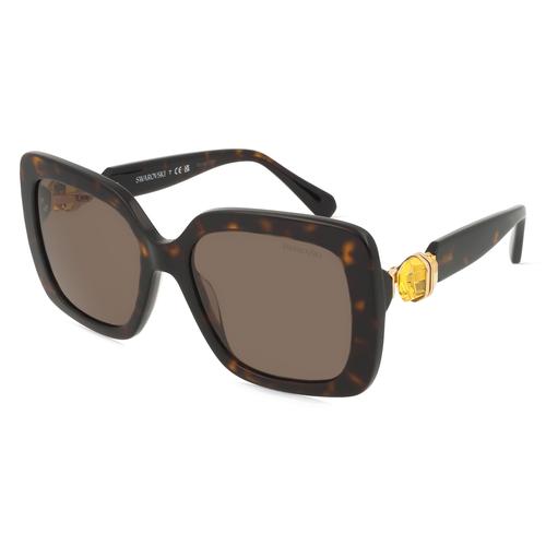 Swarovski SK6001 Damen-Sonnenbrille Vollrand Eckig Acetat-Gestell, braun