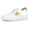 Slip-On Sneaker GABOR Gr. 43, weiß (weiß, goldfarben, leo) Damen Schuhe Sneaker