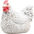 Farmwood Animals - Gallina covata in resina bianca 15 x 18 x 15 cm