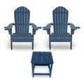 Navy All Weather Outdoor Patio Adirondack Chair (3PC SET)