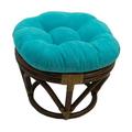 International Caravan Bali 18-inch Footstool with Microsuede Cushion Red Wine Rattan Faux Suede