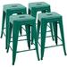 TJUNBOLIFE Metal Stools 30 Indoor Outdoor Stackable Barstools Modern Style Industrial Vintage Counter Stools Set of 4 (30 inch Blue)