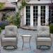 Villeston 3 Pieces Patio Bistro Set Wicker Furniture Set 360 Degree Swivel Chairs with Cushions and Coffee Table Gray