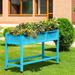 DWVO Raised Garden Bed with Planter Box with Legs & Lockable Wheels Elevated Wooden Planter Box Stand for Backyard Patio Balcony 400lb Capacity - Blue