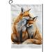 Wellsay Garden Flag Double Sided Two Red Foxes in Love Hug Fade Resistant Yard Flag Durable Banner Indoor Outdoor Home Decor 28x40 Inch