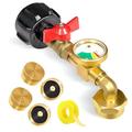 QCC1 Propane Refill Elbow Adapter with Propane Tank Gauge 90 Degrees Refill Pressure Adapter with ON-Off Control Valve