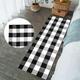 Oneshit Rugs Plaid Check Rug 24 x71 Cotton Hand-Woven Indoor/Outdoor Area Rugs White Bedside Rug On Clearance