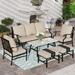 VALLEY Patio Conversation Set 4 PCS Outdoor Furniture Set Metal Sofa Set Rocking Swvel Chair with Thick Upgrade Cushion and Coffee Table Beige\u2026
