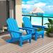 (2 pack) Westintrends Outdoor Folding HDPE Adirondack Chair Patio Seat Weather Resistant Pacific Blue