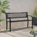 CL.HPAHKL Outdoor Garden Bench Weatherproof Heavy-Duty Metal Patio Bench Porch Bench with Armrests & Backrest 400lbs Weight Capacity Park Bench for Garden Yard Lawn Patio Park Black