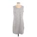 32 Degrees Casual Dress - Shift Scoop Neck Sleeveless: Gray Stripes Dresses - Women's Size Medium