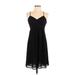 Ann Taylor LOFT Casual Dress V-Neck Sleeveless: Black Solid Dresses - Women's Size 2 Petite