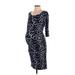 Isabella Oliver Casual Dress: Blue Leopard Print Dresses - Women's Size 4 Maternity