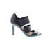& Other Stories Heels: Slip On Stilleto Chic Blue Print Shoes - Women's Size 39 - Peep Toe