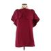 Alice + Olivia Casual Dress - Shift Off The Shoulder Short sleeves: Burgundy Print Dresses - Women's Size X-Small