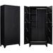 GEROBOOM Metal Cabinet 71 Steel Locker Cabinet with Doors and Shelves Multifunctional Cabinet for Office Home Wardrobe Garage Broom School (Black)