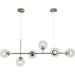 Modern Ceiling Pendant Lighting Mid-Century Glass Globes Pendant Lamp LED 6-Light Hanging Adjustable Chandelier for Kitchen Island Living Dining Room (Silver+Clear)