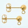 4 pcs 14k Gold Filled 4mm Ball Earring Loop Post Dangle Earring Connector w/clutches/Ear Nut/Fruit/Yellow Gold