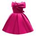 Odeerbi 2024 Toddler Girls Solid Color Temperament Bowknot Off Shoulder Pleated Skirt Birthday Party Gown Long Dresses