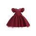Peyakidsaa Kids Girls Cocktail Party Dress Mesh Patchwork Bowknot Satin Gowns