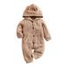 AMILIEe Long Sleeve Cable Knit Jumpsuit Hoodie for Infants Button Down Romper