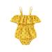 Inevnen Infant Baby Girls Jumpsuits Heart Shape Print Off Shoulder Ruffled Spaghetti Strap Romper