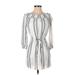 Olivaceous Casual Dress: White Stripes Dresses - Women's Size Small