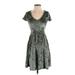 Banana Lemon Casual Dress - A-Line: Green Jacquard Dresses - Women's Size Small