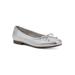 Wide Width Women's Bessy Casual Flat by Cliffs in Silver Metallic Smooth (Size 6 1/2 W)