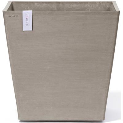 Blumentopf ECOPOTS "Rotterdam mit Rollen 50 Taupe", grau (taupe), B:50,2cm H:49,5cm T:50,2cm Ø:46,6cm, Kunststoff, Pflan