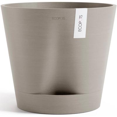 Blumentopf ECOPOTS "Venice 2 40 Taupe", grau (taupe), B:40,2cm H:35,7cm T:40,2cm Ø:37,7cm, Kunststoff, Pflanzgefäße, für