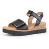 Sandalette GABOR "GENUA", Damen, Gr. 39, schwarz, Kalbsleder, unifarben, modisch, Schuhe, Keilabsatz, Sommerschuh, Sandale mit Klettverschlüssen, Weite G