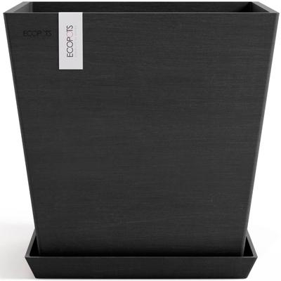 Blumentopf ECOPOTS "Rotterdam 35 + Wassersystem Dunkelgrau", grau (dunkelgrau), B:35cm H:34,4cm T:35cm Ø:32,8cm, Kunststoff, Pflanzgefäße, für innen und außen: frostsicher, bruchsicher und lichtbeständig Image