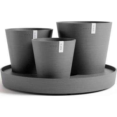 Blumentopf ECOPOTS "Dubai Grau", grau, B:56,5cm H:30,7cm T:56,5cm Ø:26,1cm, Kunststoff, Pflanzgefäße, für innen und auße