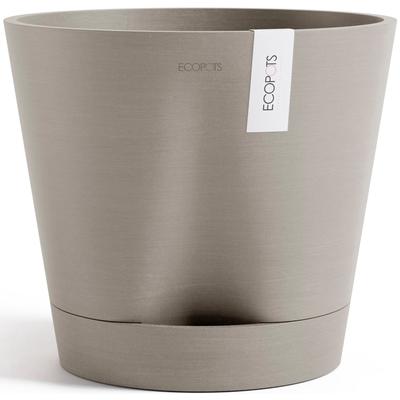 Blumentopf ECOPOTS "Venice 2 30 Taupe", grau (taupe), B:30cm H:27,5cm T:30cm Ø:27,7cm, Kunststoff, Pflanzgefäße, für den Innenbereich Image