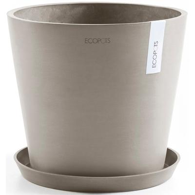 Blumentopf ECOPOTS "Amsterdam 40 + Wassersystem Taupe", grau (taupe), B:40cm H:34,8cm T:40cm Ø:37,3cm, Kunststoff, Pflan