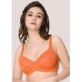 HSIA Freesia Unlined Balconette Bra: Non-Padded Lace Underwire Bra - Orange / 40 / D