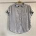 American Eagle Outfitters Tops | American Eagle Oversized White Navy Striped Pocket Short Sleeve Button Up Women | Color: Blue/White | Size: Xs