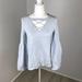 American Eagle Outfitters Tops | American Eagle Grey Bell Sleeve Lace Up Top Size S | Color: Gray | Size: S