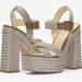 Jessica Simpson Shoes | Jessica Simpson Brycen Heels Two Tone Braiding Platform Open Square Toe Sandals | Color: Gold | Size: 11