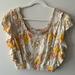 American Eagle Outfitters Tops | American Eagle Sleeveless Crop Top | Size S Cream/Yellow Floral | Color: Cream/Yellow | Size: S