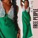 Free People Dresses | Free People Dress Maxi Large Slip Lace Satiny Emerald Green | Color: Green/White | Size: L