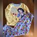Disney Pajamas | Girl’s 5t Snow White Disney Floral Pajama Set | Color: Blue/Yellow | Size: 5tg