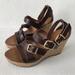 J. Crew Shoes | J Crew Sandals Womens Strappy Platform Wedge Brown Leather Made In Italy Heels 7 | Color: Brown | Size: 7