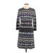 W by Worth Casual Dress - Sweater Dress: Blue Aztec or Tribal Print Dresses - Women's Size 6