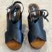 Nine West Shoes | Aldo Black Leather (Size 6.5) Wedge Platform Sandals With Silver Metal Studs | Color: Black/Silver | Size: 6.5