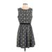 Miss Wu Casual Dress - A-Line Crew Neck Sleeveless: Black Print Dresses - Women's Size 6