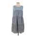 Cotton Bleu Casual Dress - A-Line: Blue Stripes Dresses - New - Women's Size Small