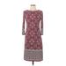 Wisp Casual Dress - Sheath Crew Neck 3/4 sleeves: Burgundy Dresses - Women's Size 4 Petite