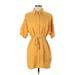 Thakoon Collective Casual Dress - Shirtdress Collared 3/4 sleeves: Yellow Print Dresses - Women's Size 2